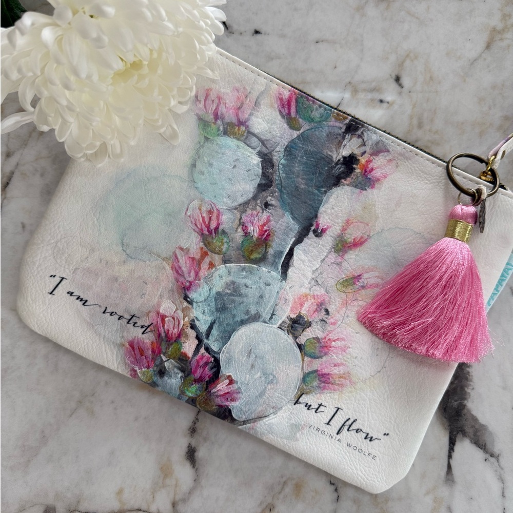 Papaya Boho Chic Cactus Floral Bloom Clutch with Pink Tassel– Artistic & Stylish